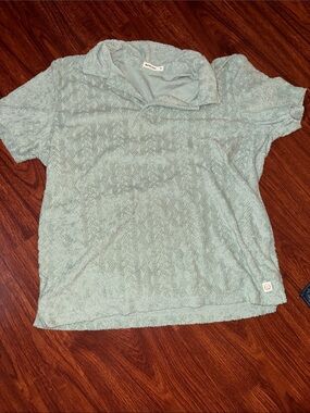 Marine Layer Sage Green Terry Short Sleeve Polo